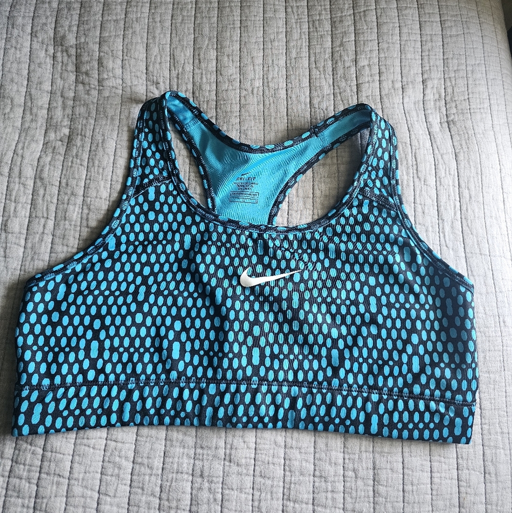 Nike Women's Blue and Black Sports Bra